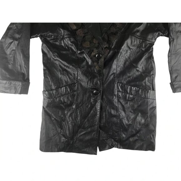 Brandon Thomas Overcoat Long Jacket Womens Black Leather Button Up Size Small - Picture 3 of 10